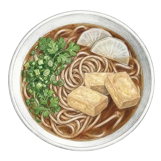 Pho Street Eats illustration of spicy tofu noodle soup