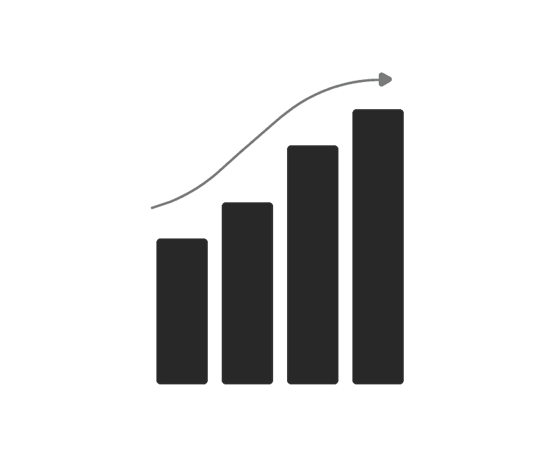 A graph depicting a line that rises consistently, illustrating an increase in values across the measured period