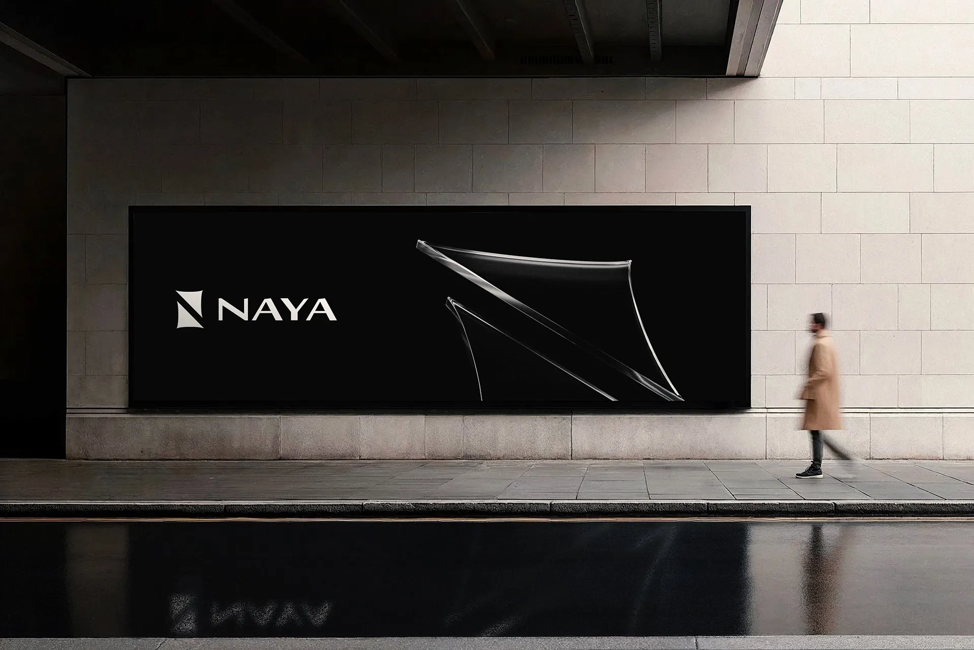Streetside billboard with flyposters of the Batch.Works brand and illustrations