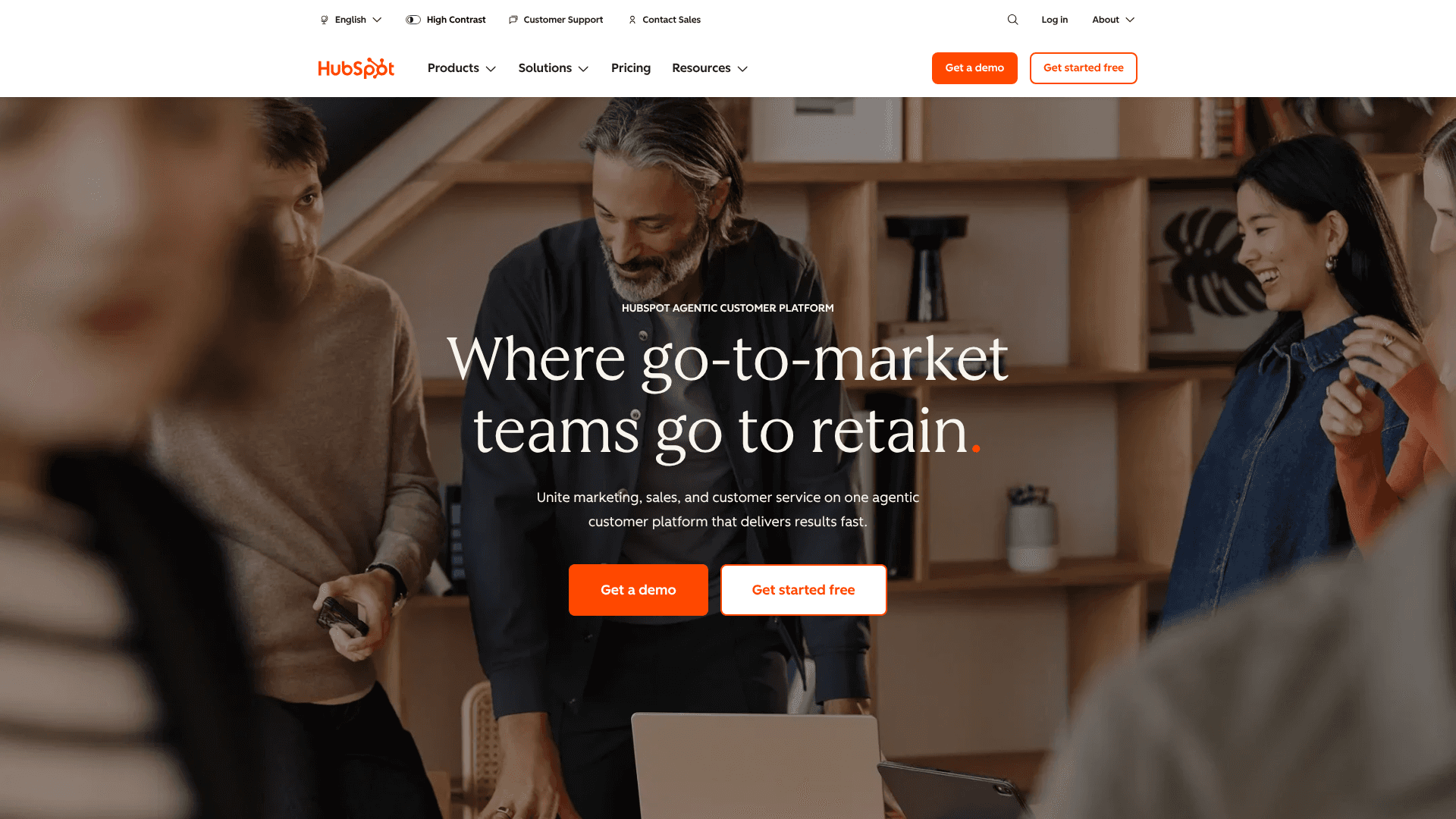 HubSpot homepage screenshot