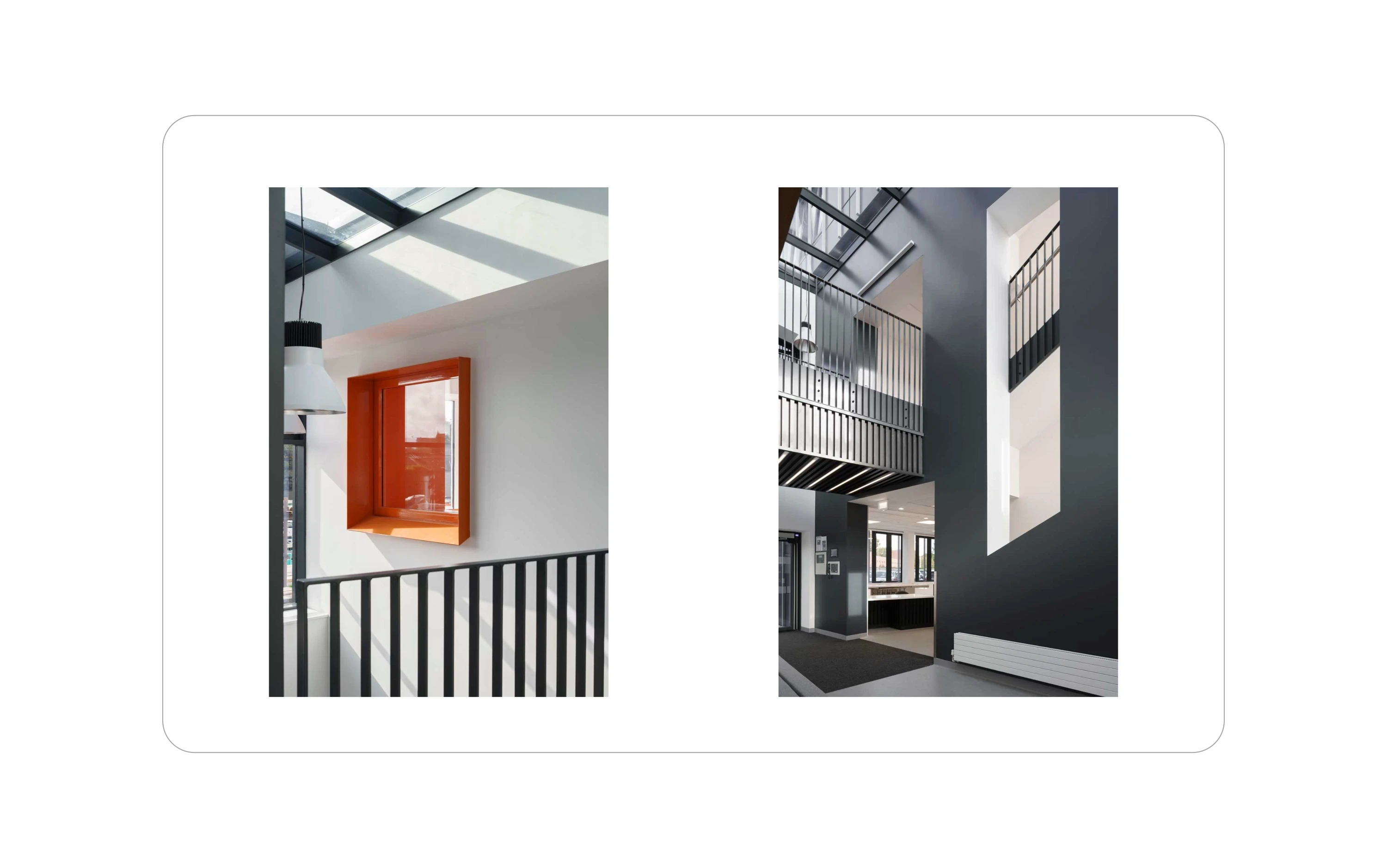 detail of project page, showing two images of the interiors of a project