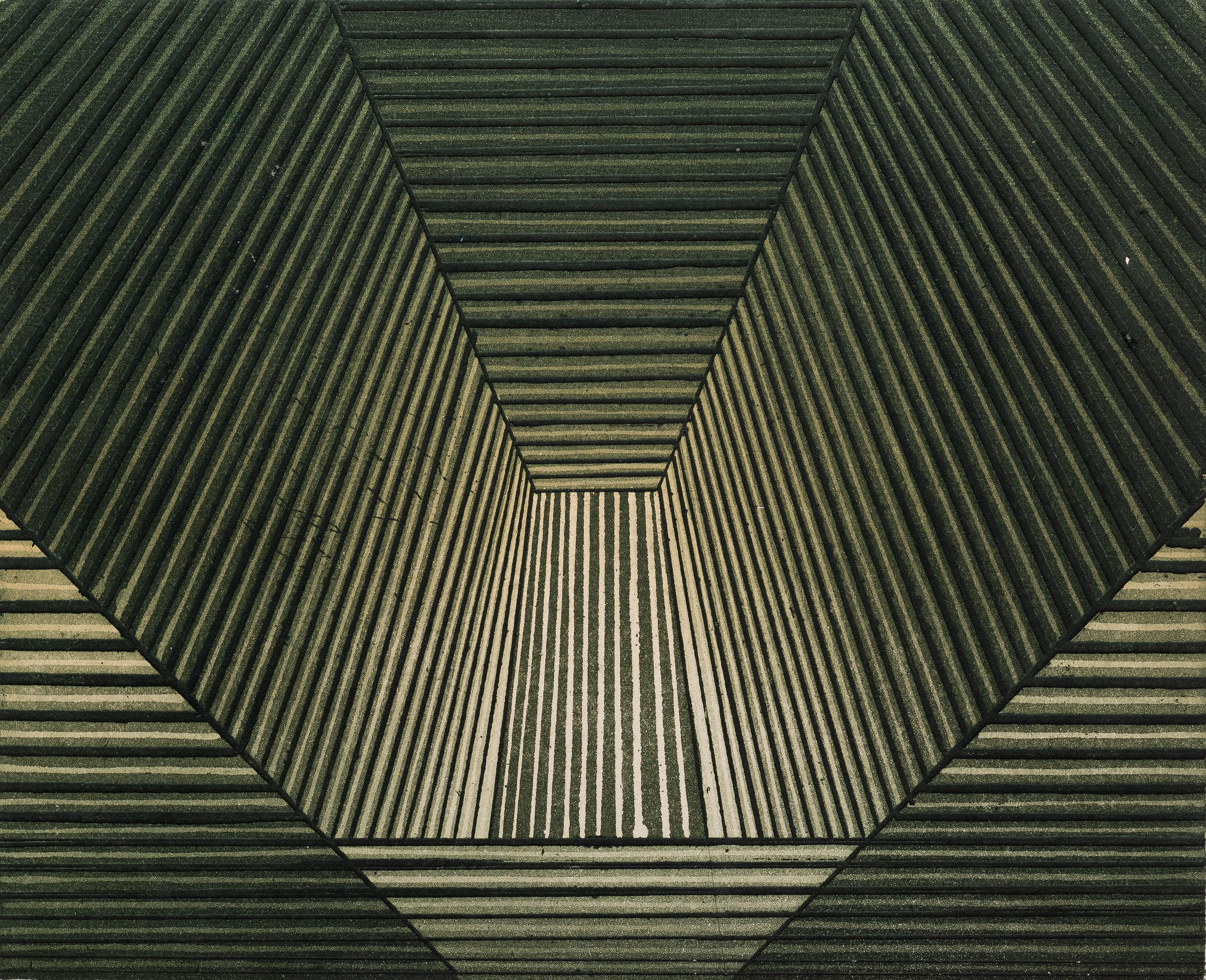 herd of sheep on road painting