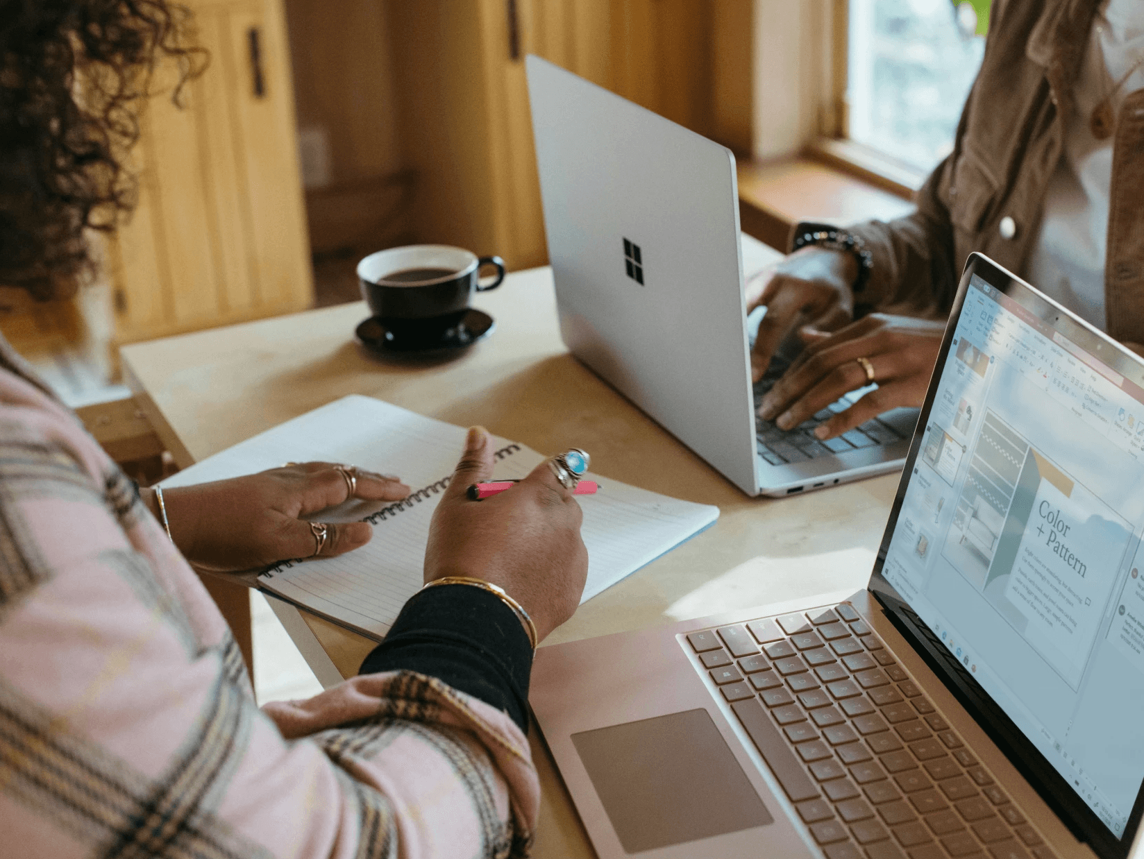 A woman working in a travel agency