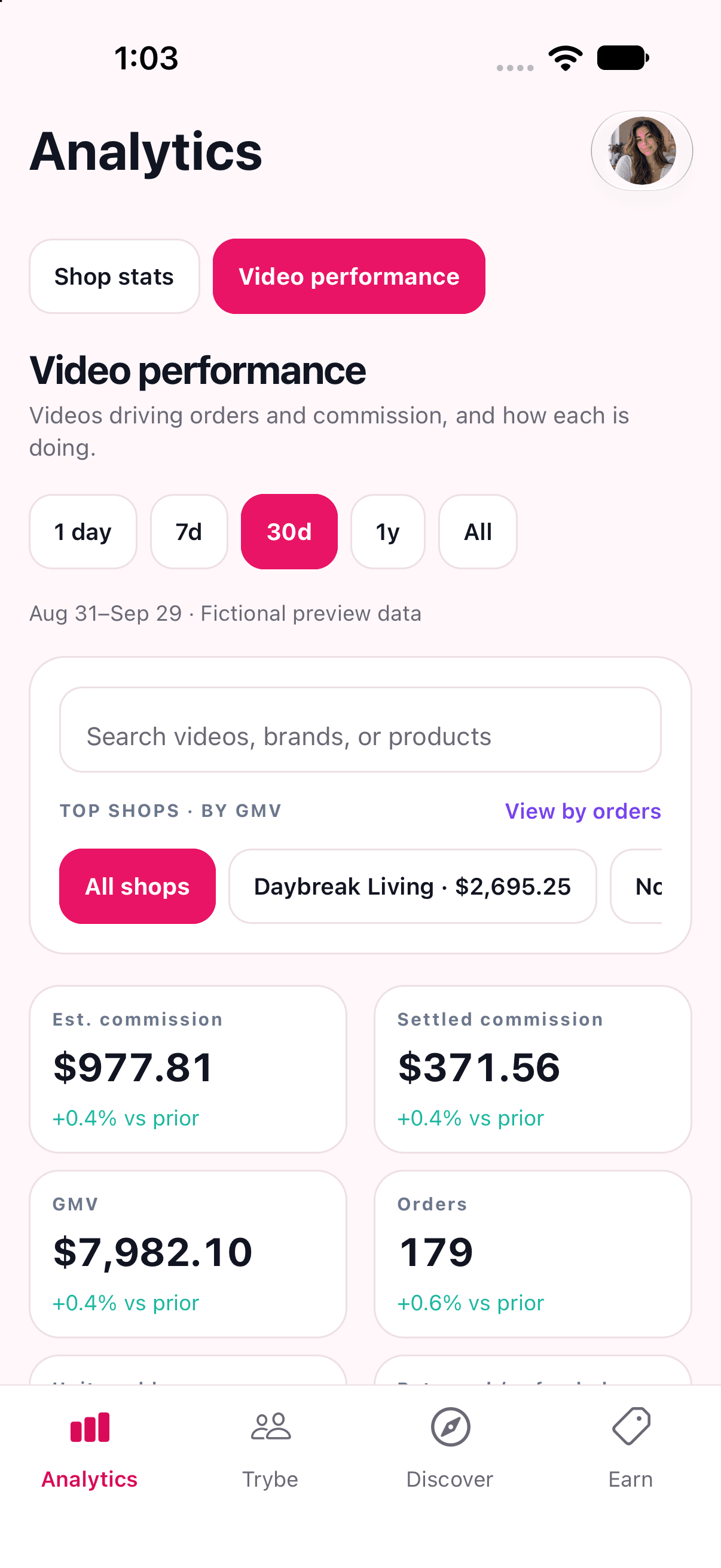 Video performance — illustrative app preview