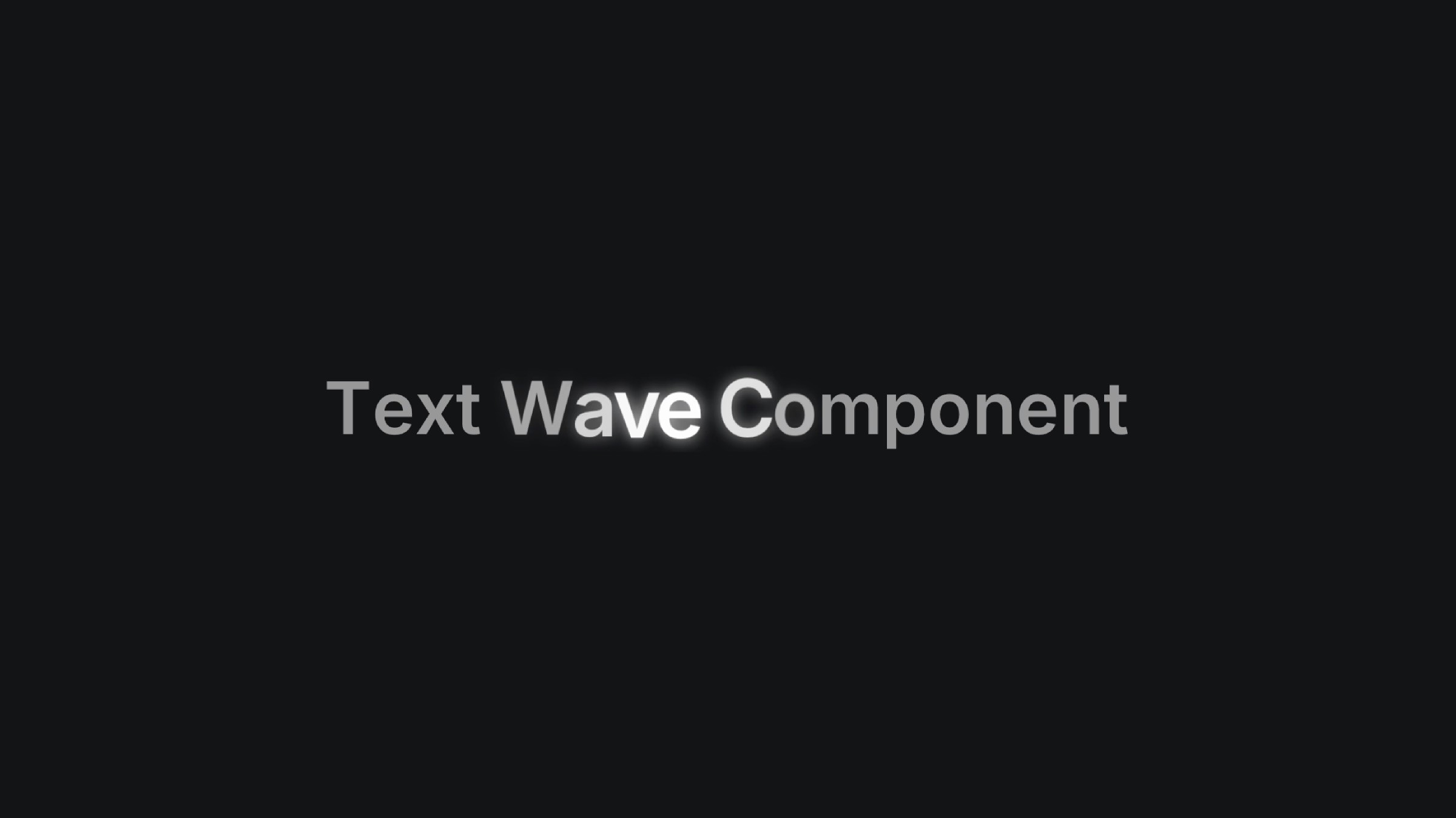 Sleek presentation slide with 'Text Wave Component' written in white on a plain black background