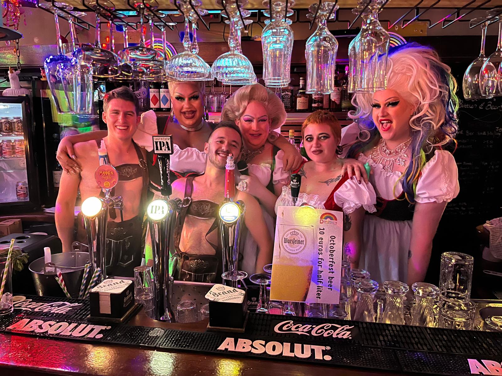 Team at Oktoberfest in Doirothys drag, queer, lgbtq, homo bar