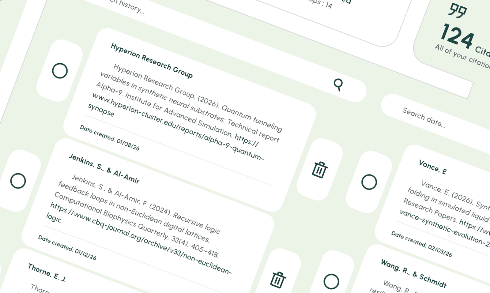 Advanced history feature showing an APA Style citation preview