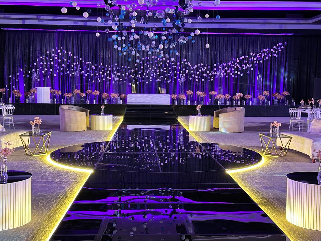 image of wedding decor luxurious purple and black themed decor