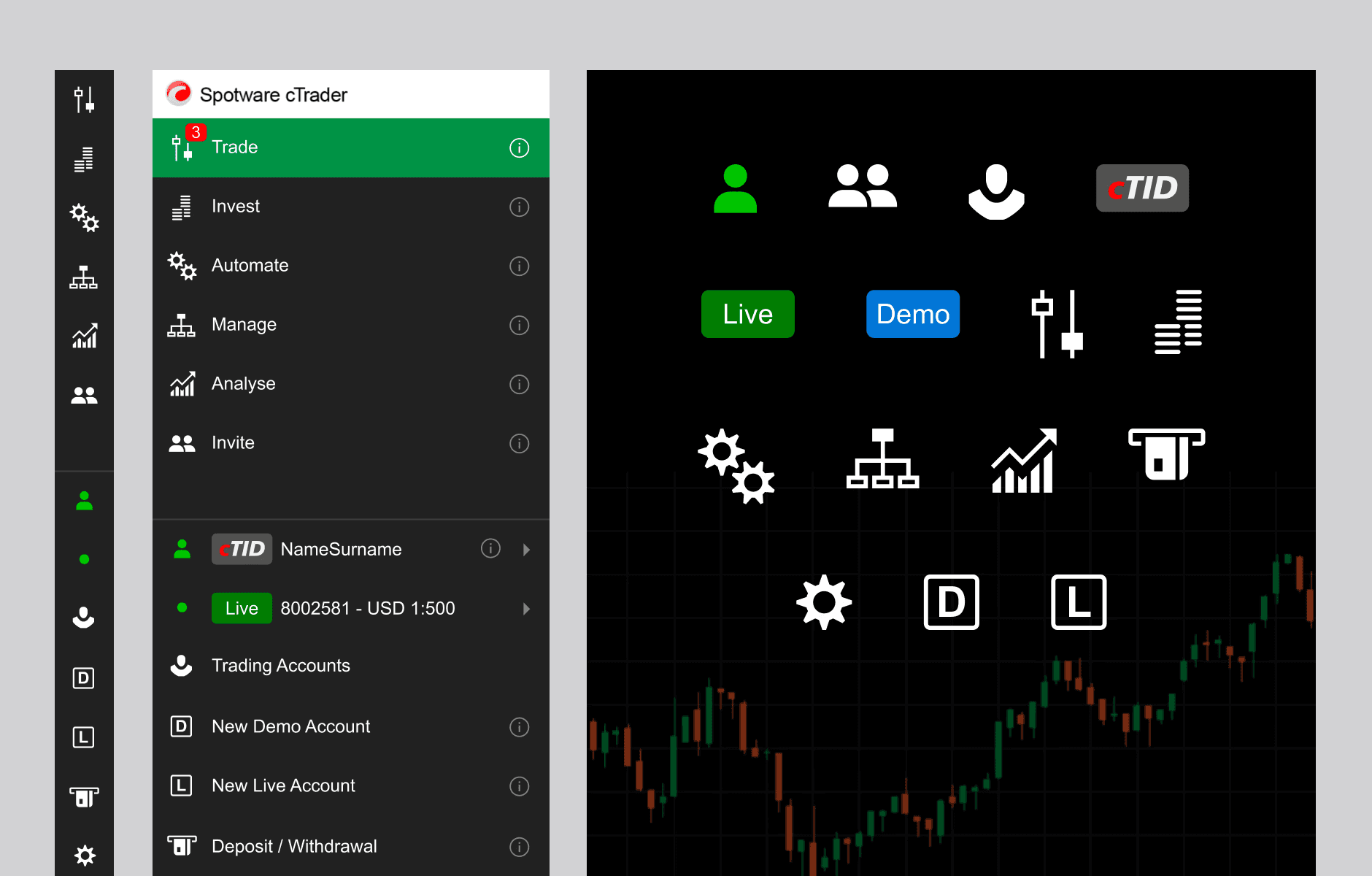 Final collapsed and expanded menu and icons