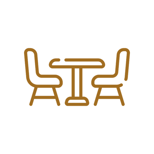 Mesa de té con dos sillas