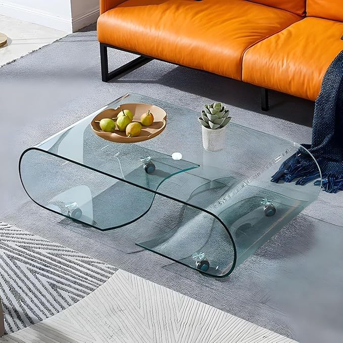 Curved glass coffee table – A beautifully designed piece, perfect for adding elegance to any space.