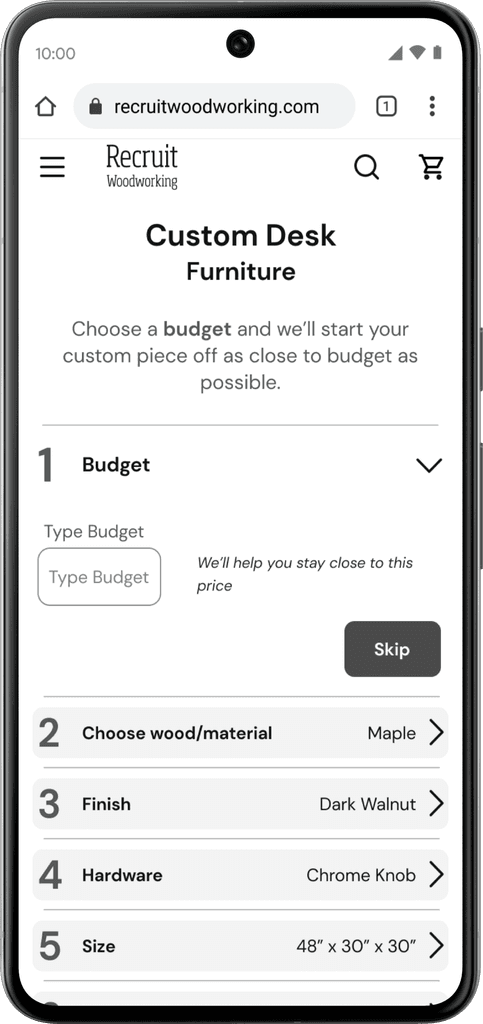 Before iterations wireframe