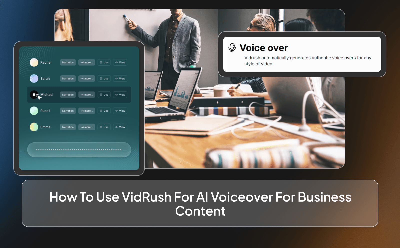 How to use VidRush for AI voiceover for business content