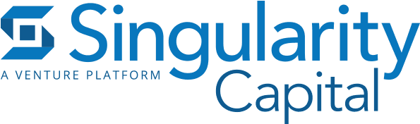 Logo of Singularity Capital in blue, featuring stylized text with a modern design.