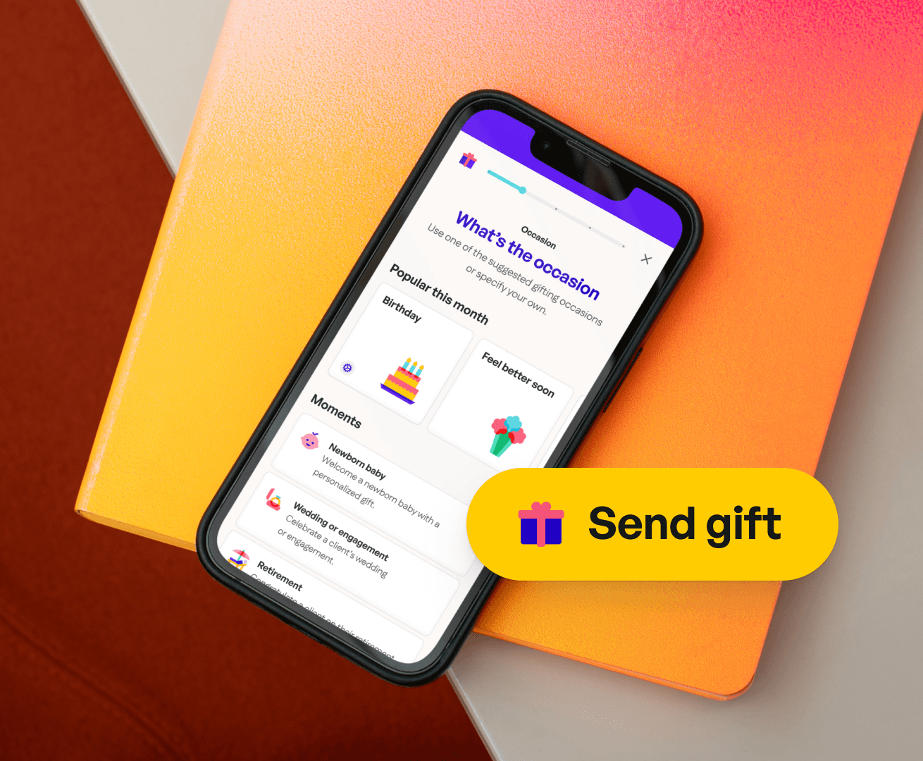 Screenshot of software for a smart gifting platform.