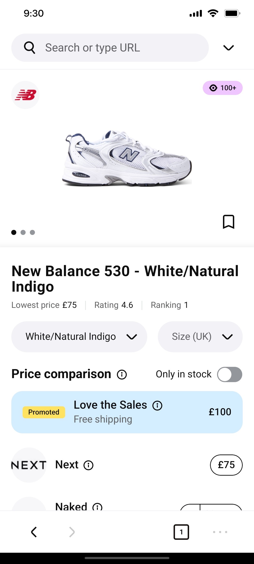 Klarna Select Product Screen