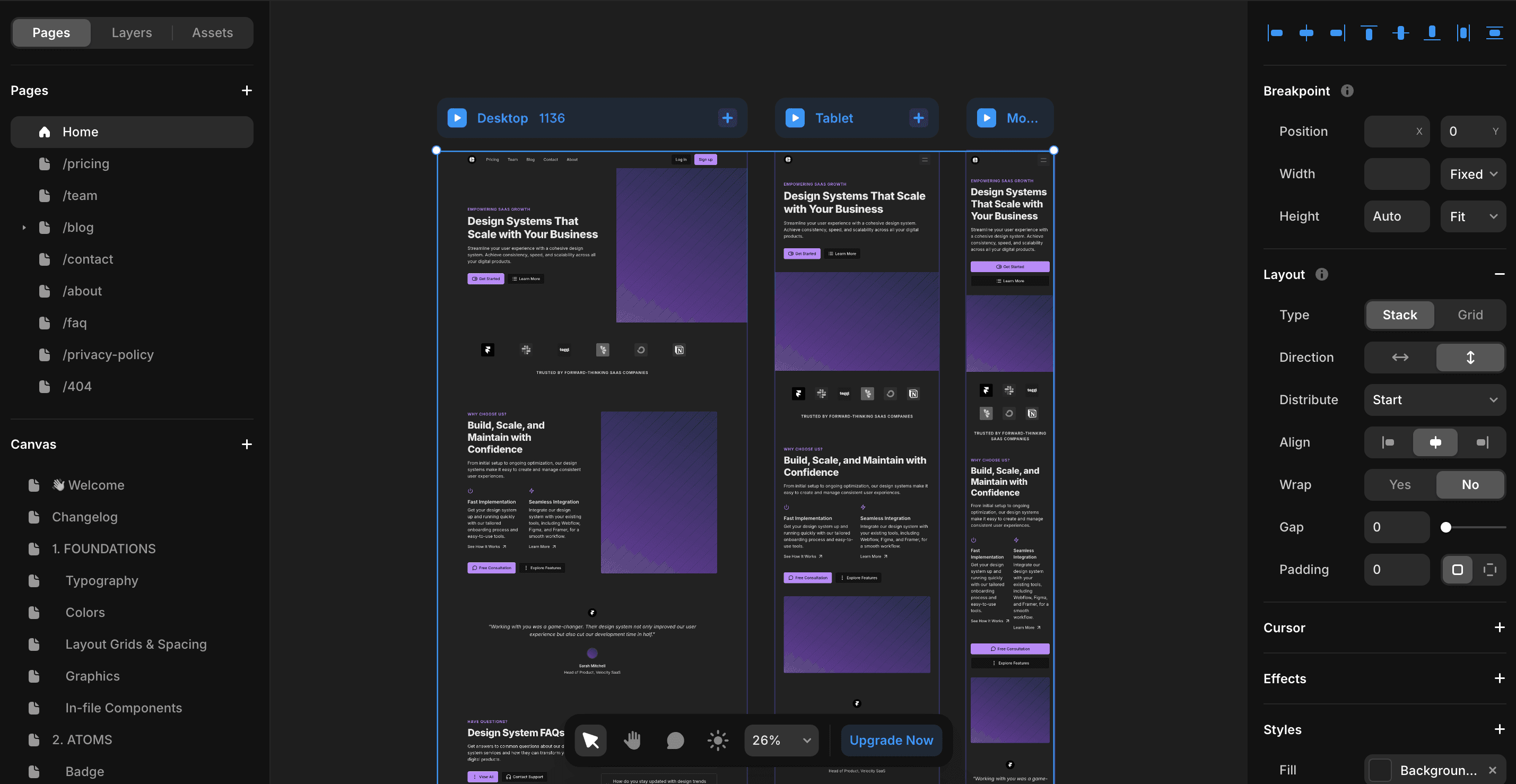 A screenshot of the Framer canvas showing various components from the Simple Frames wireframe kit, including buttons, form elements, and layout structures.