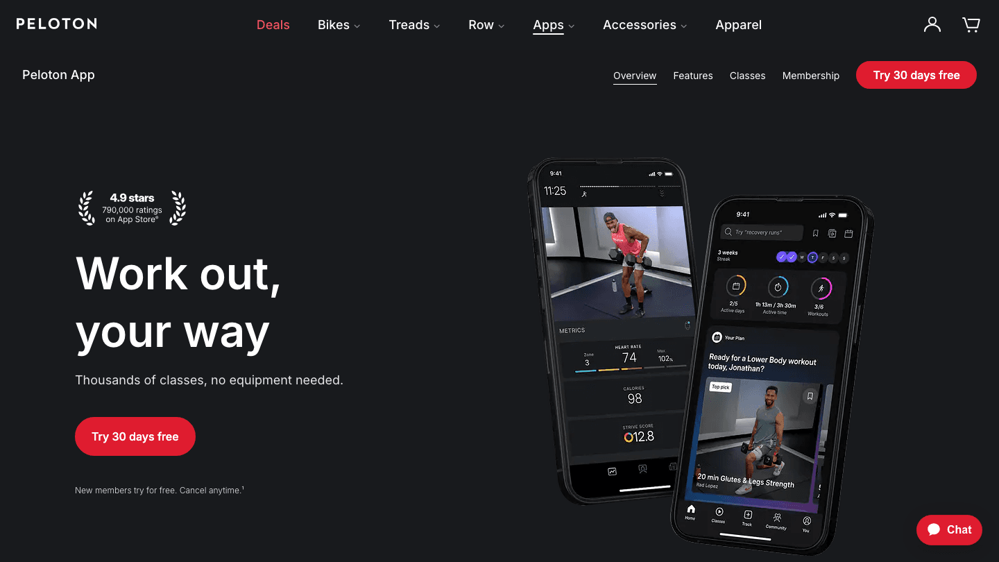 Peloton app screenshot