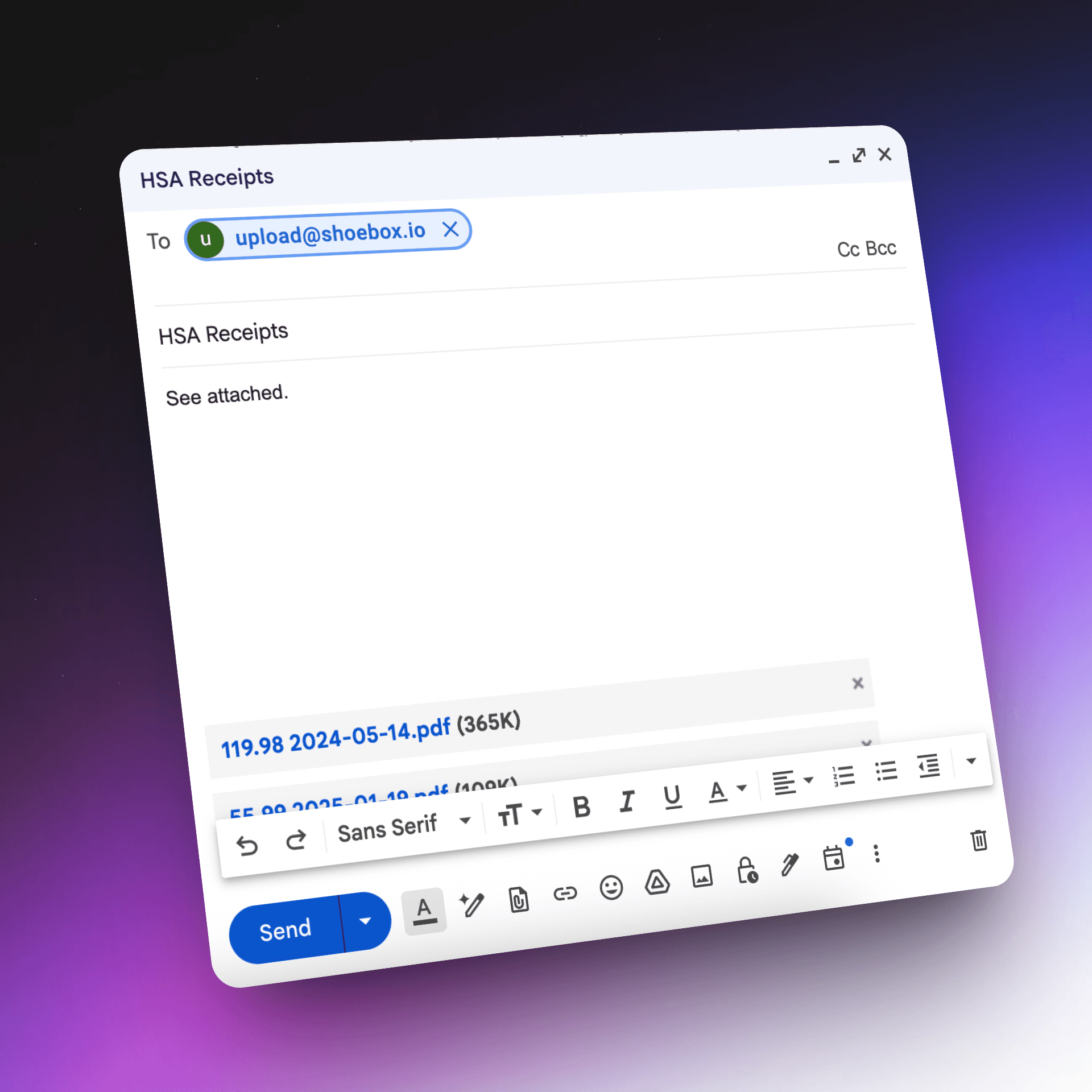 Gmail new email draft screenshot