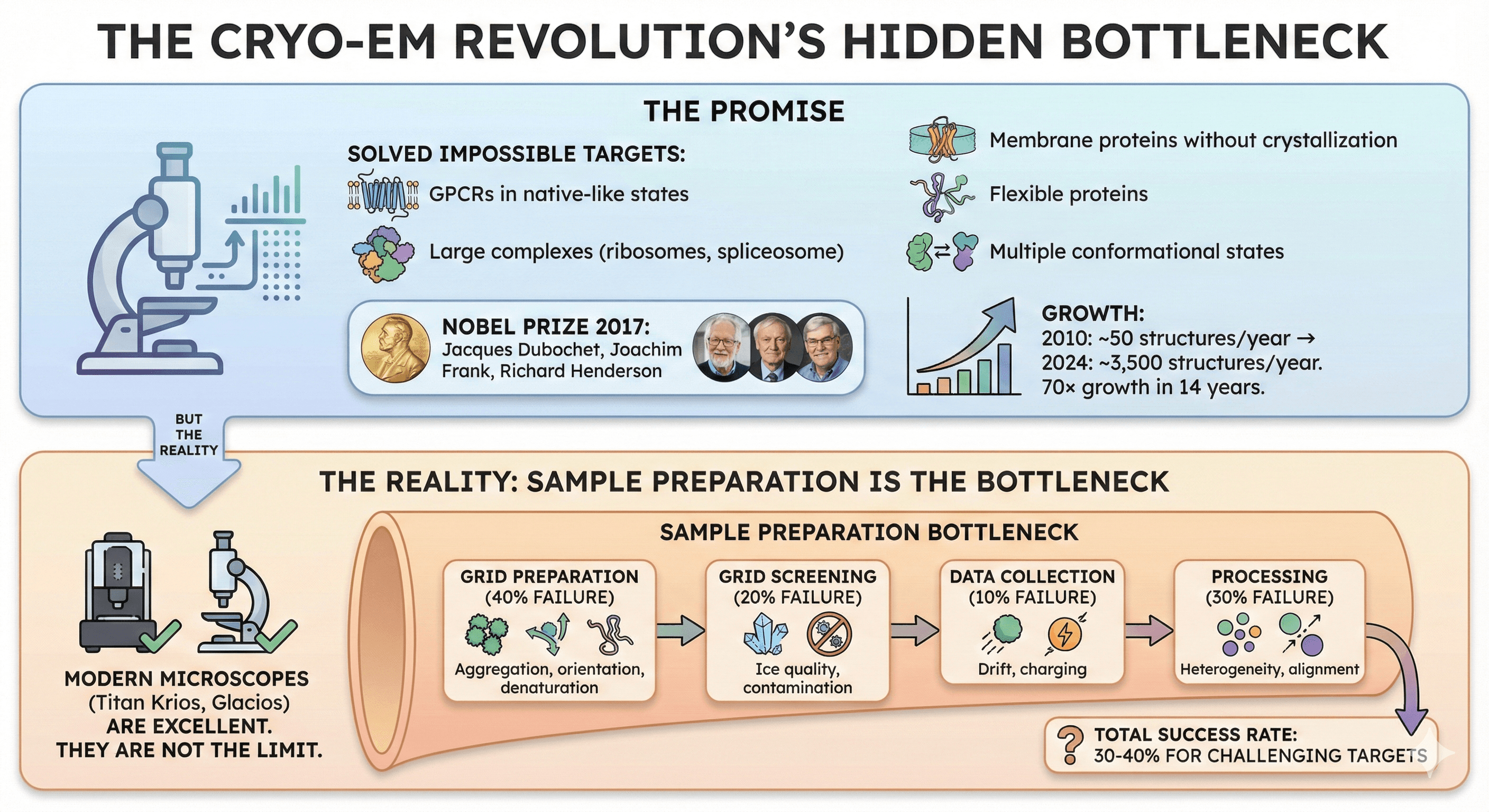 Diagram Showing Cryo-EM's Hidden Bottleneck