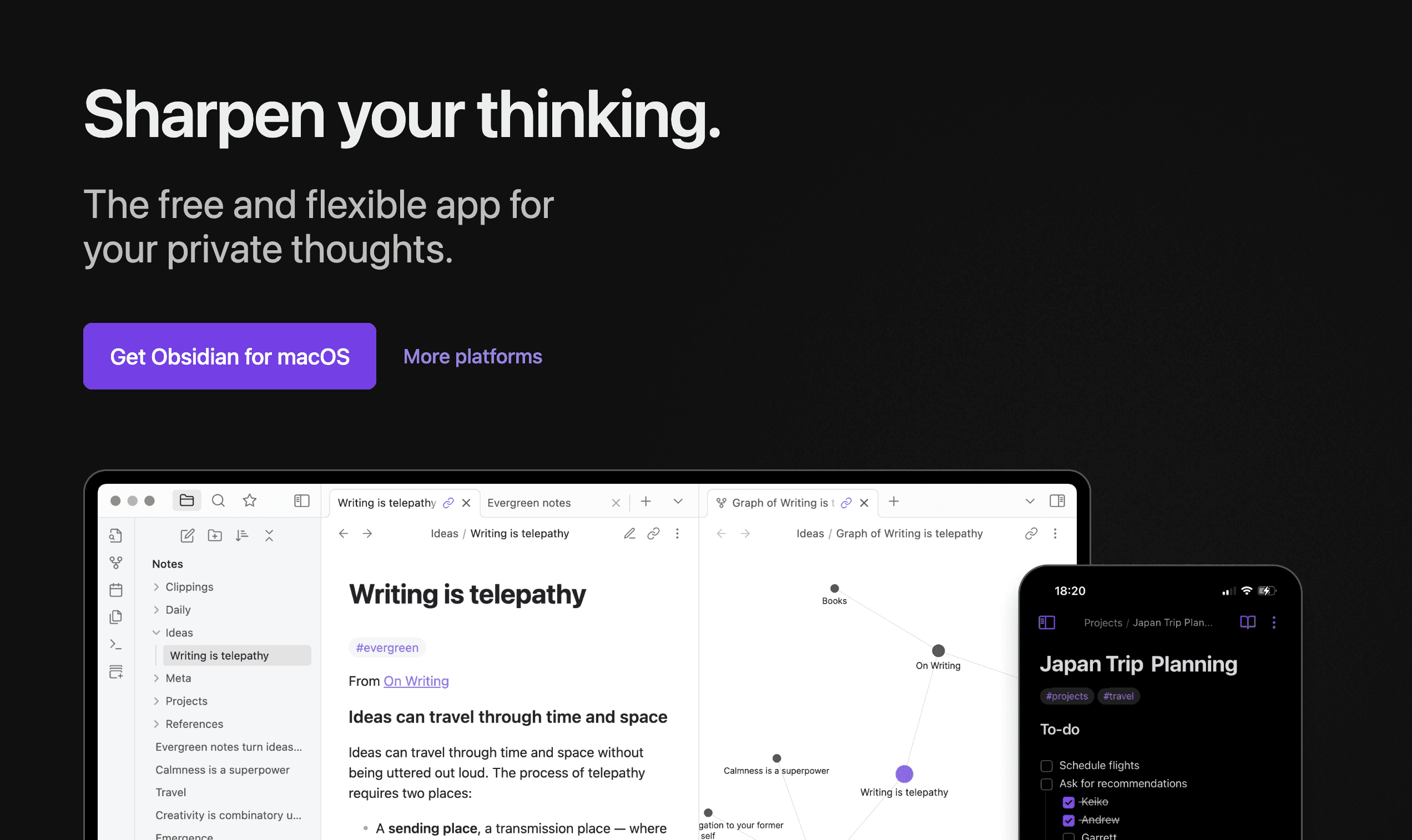 Obsidian Windows App Homepage Screenshot