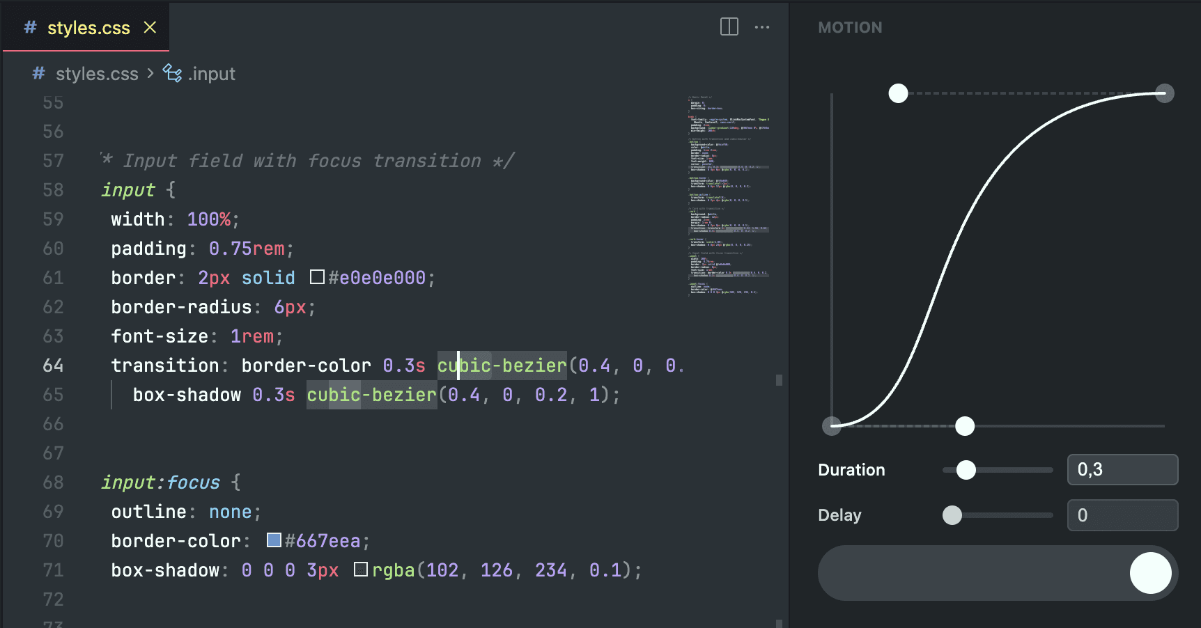 Screenshot of Motion Studio Extension editing animations