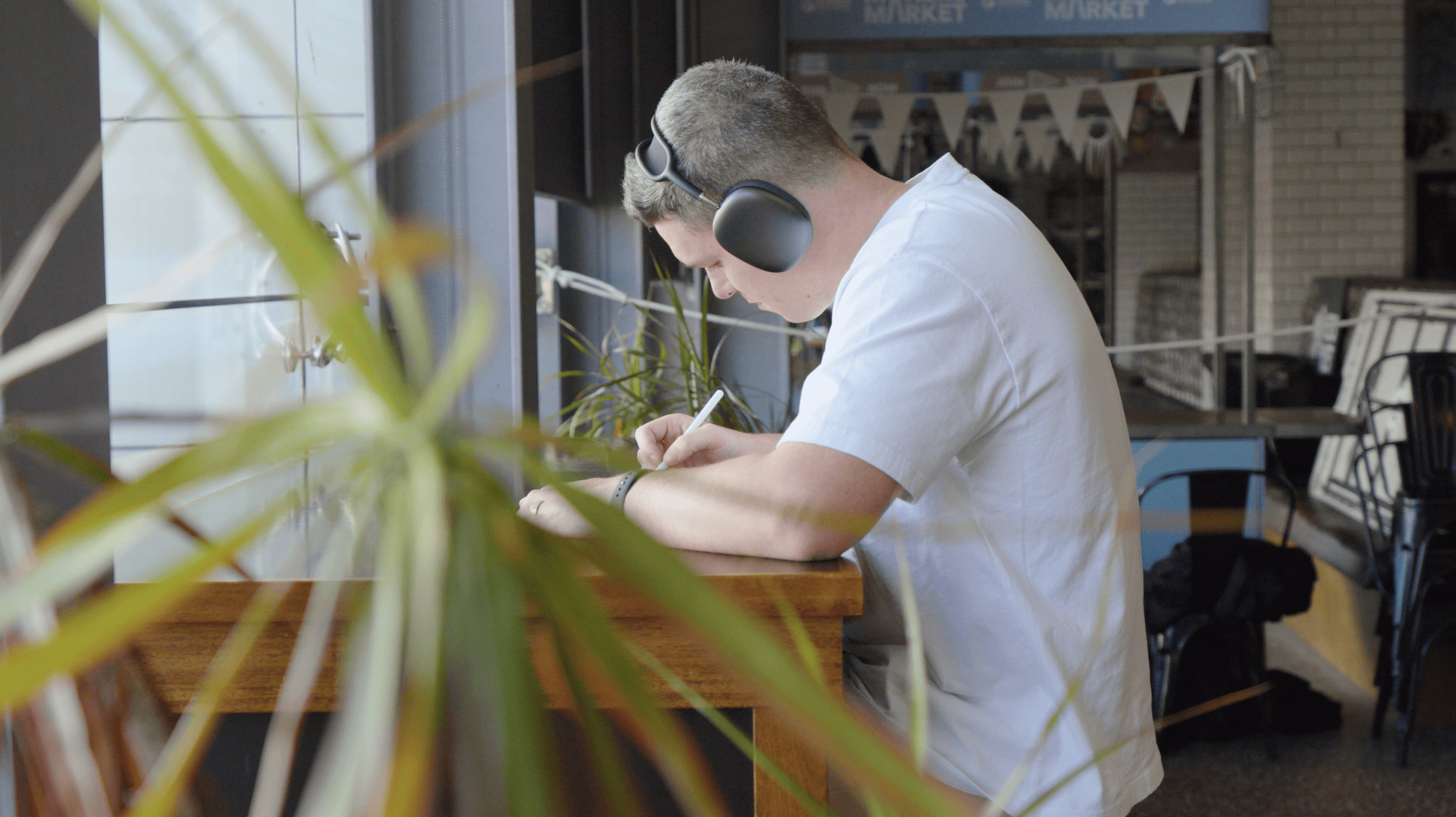 Photo of Jacob on an Ipad Answering Questions