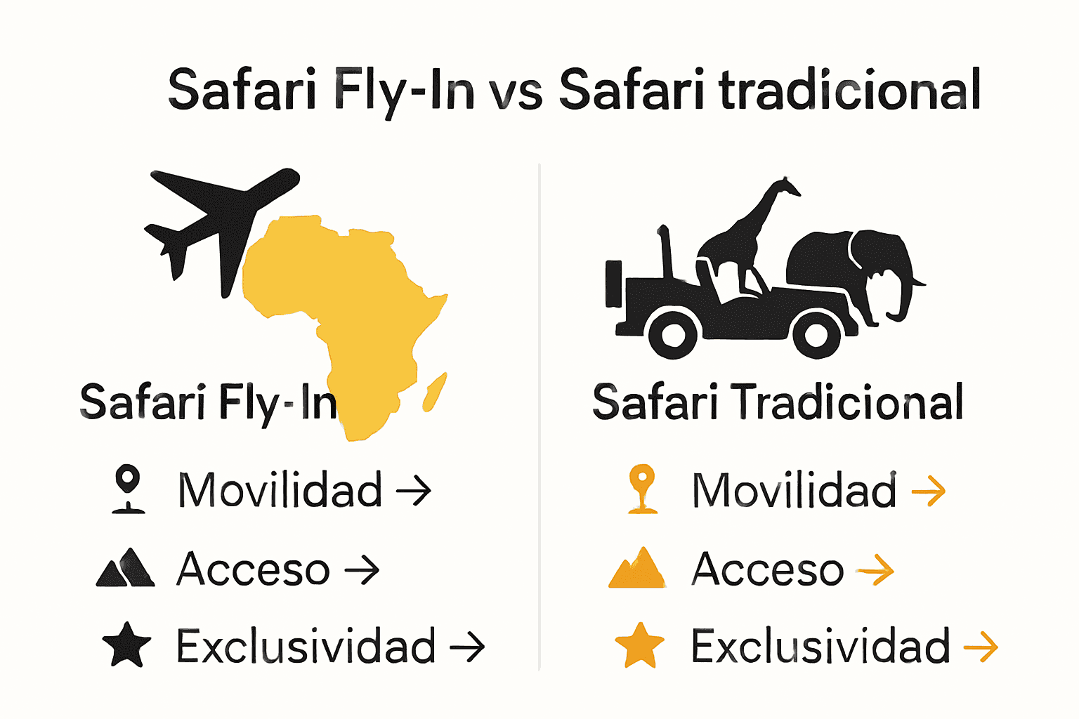 Comparison between fly-in and traditional safaris
