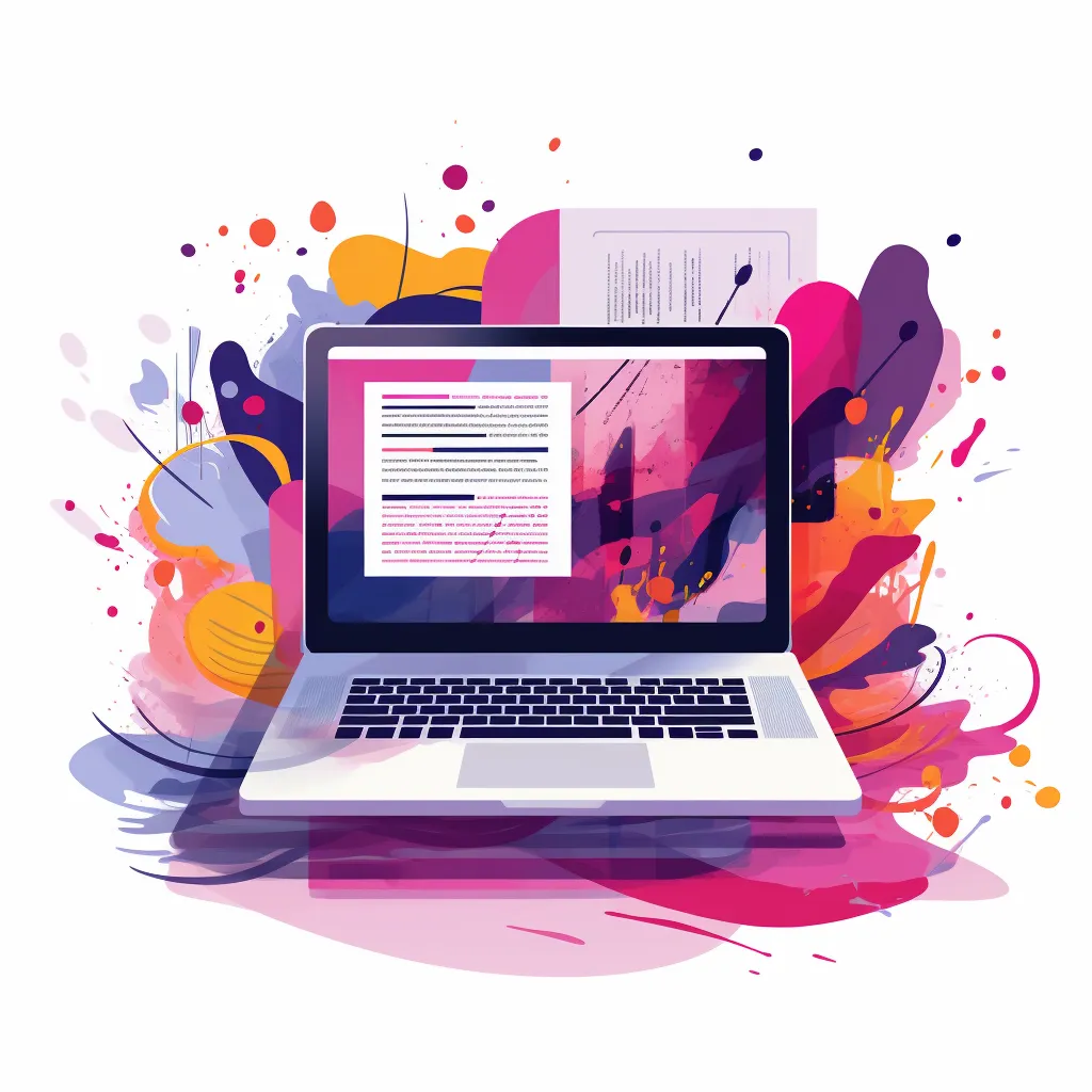 A vibrant and colorful illustration of a laptop.