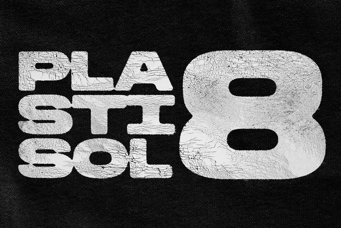 Typography example showing realistic cracked plastisol ink texture applied to screen print design