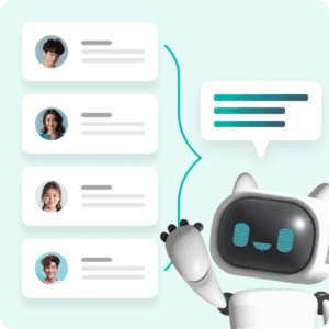 AI Chatbot customer service conversation about order status and new product availability.