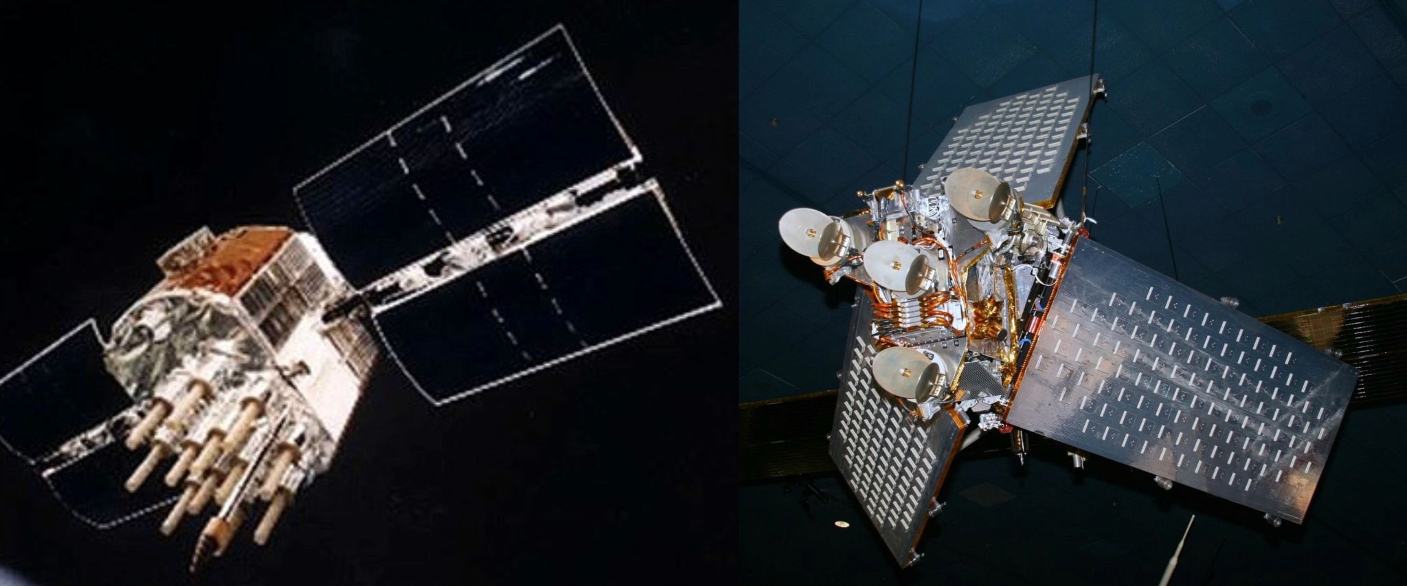 NAVSTAR (left) and Iridium Satellite (right).