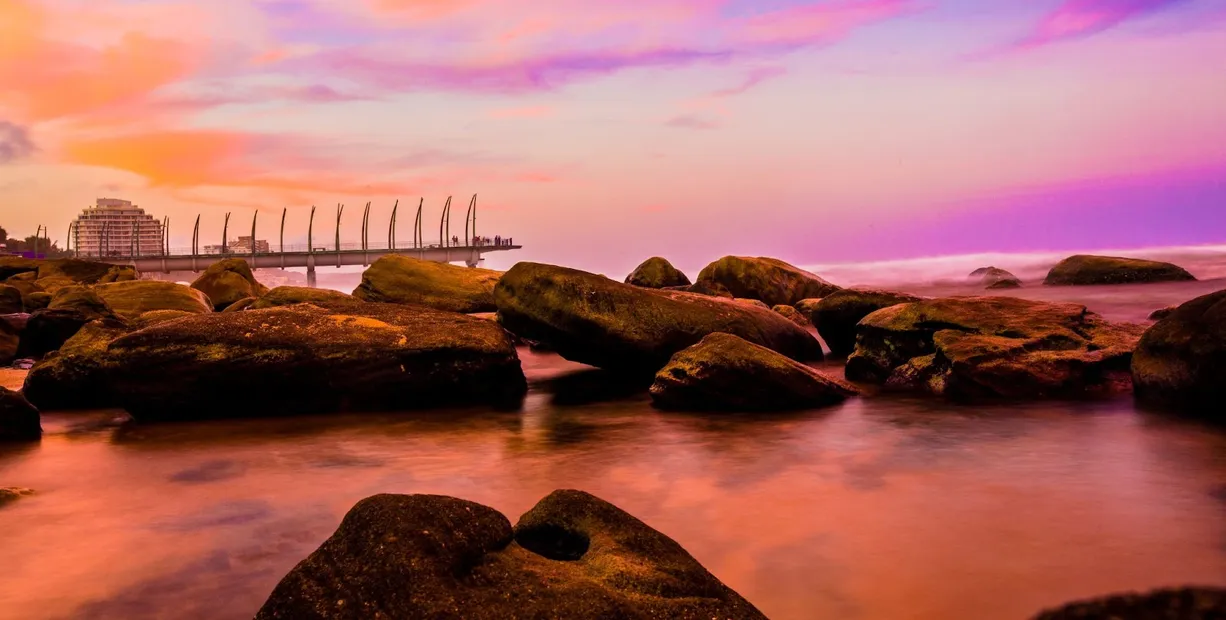 Boulder view under indigo sky in Durban, South Africa