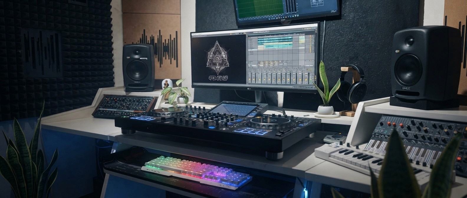 Music producer sitting on a chair in his studio