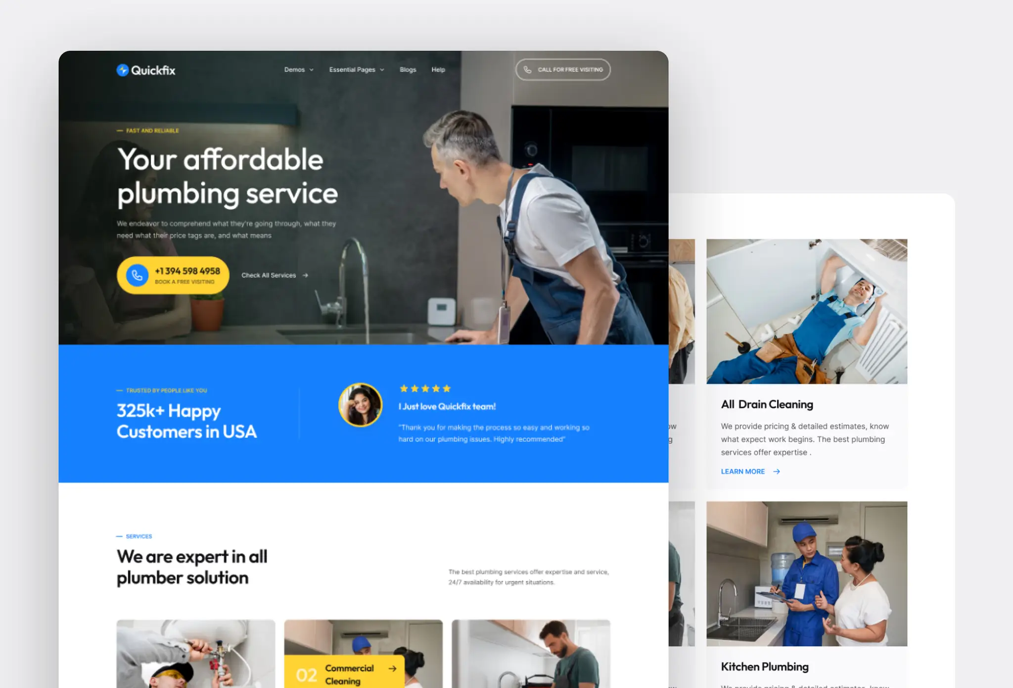 QuickFix local business Framer template for service website