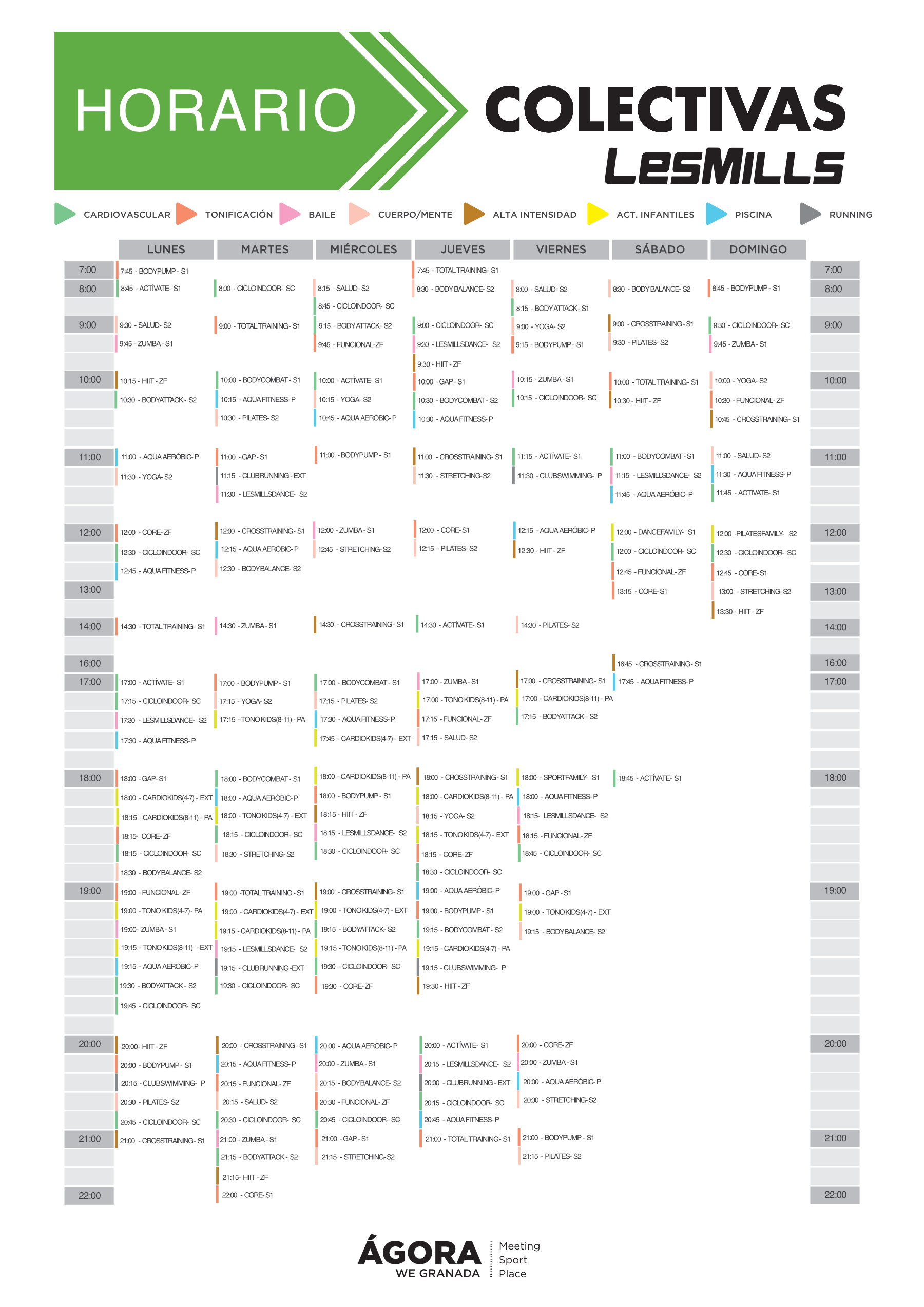 horario de actividades de ágora we granada