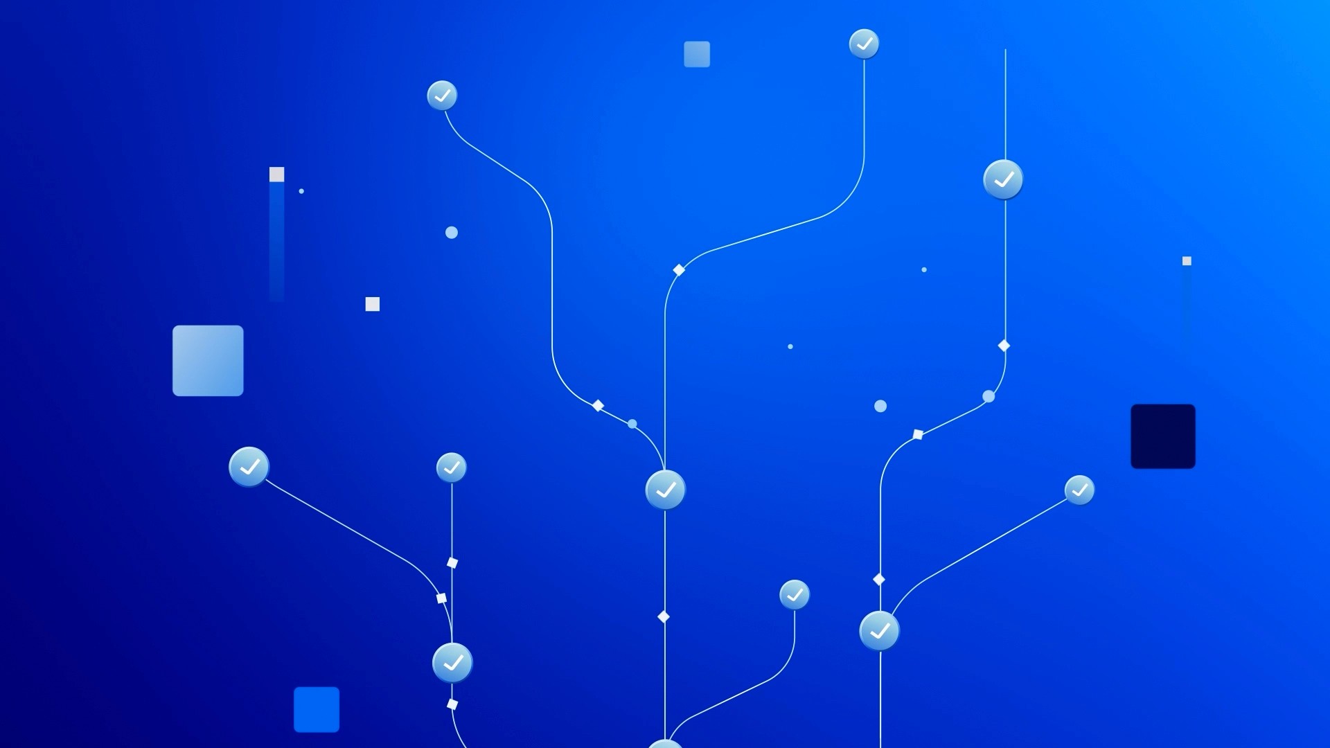 Animated workflow graphic showing multiple connected paths with checkmarks, illustrating validation and approval within a talent management system.