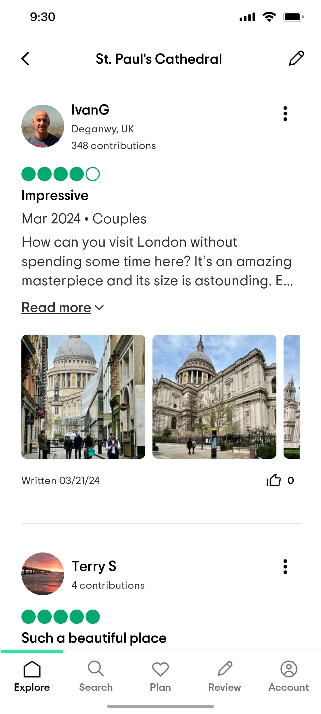 Tripadvisor Review Page Screen