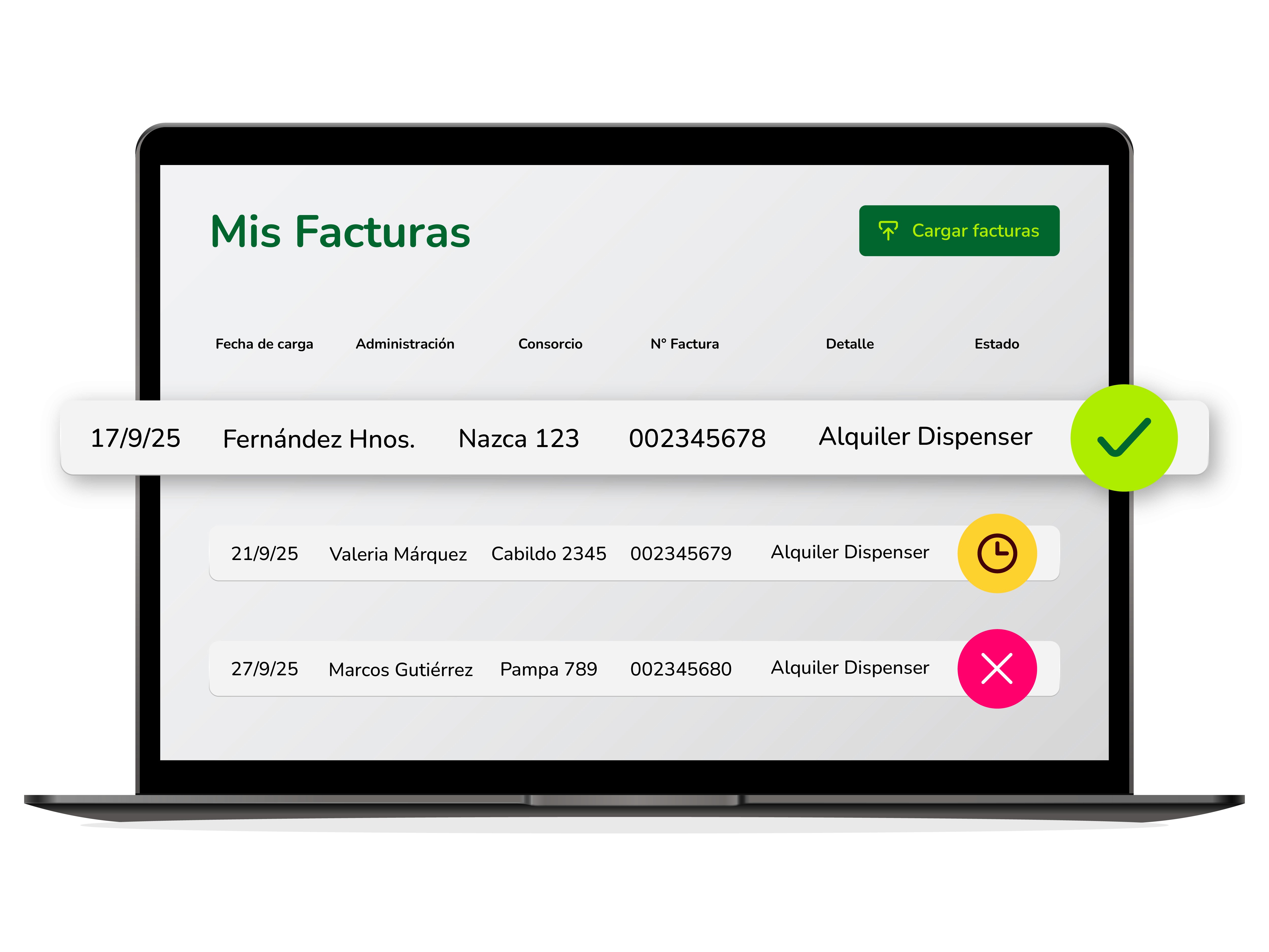 Centralización de facturas y servicios para que cada proveedor controle su actividad en un solo lugar