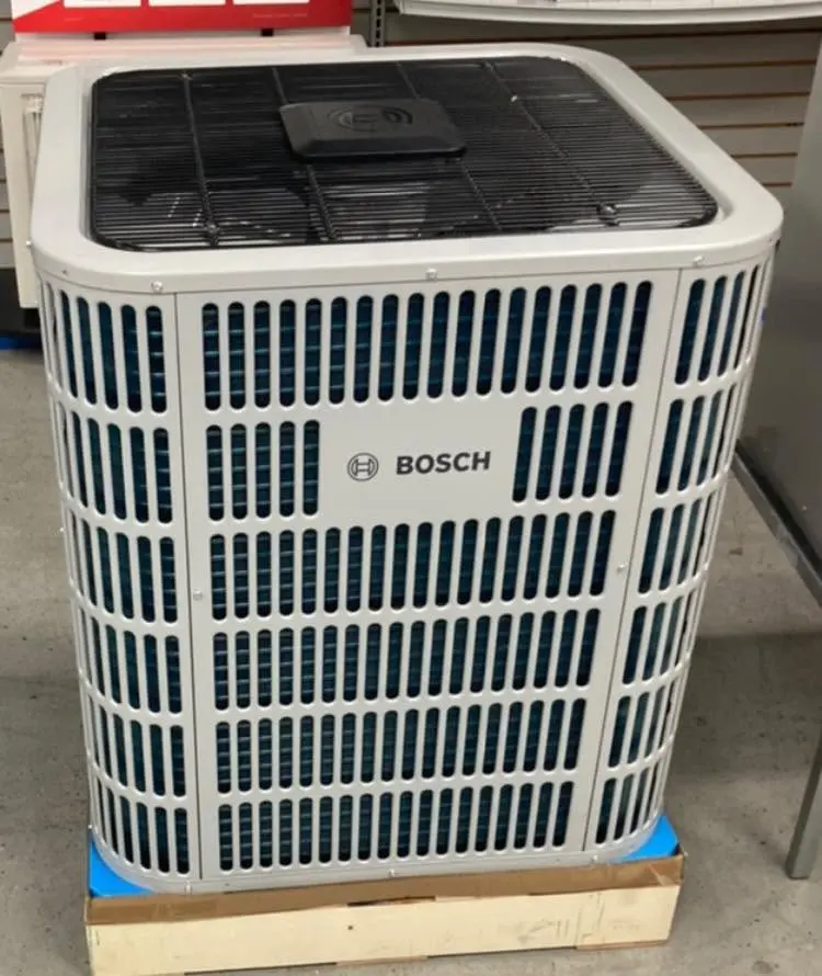 A Bosch AC unit displayed in a showroom, ideal for homeowners seeking AC repair in Bradenton, FL.
