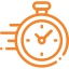 an orange icon of a stopwatch