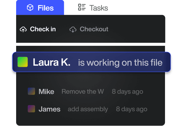 CAD ROOMS showing that Laura K. has checked out and is working on a file