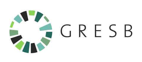 GRESB logo with a circular, segmented graphic in green and gray tones and the text
