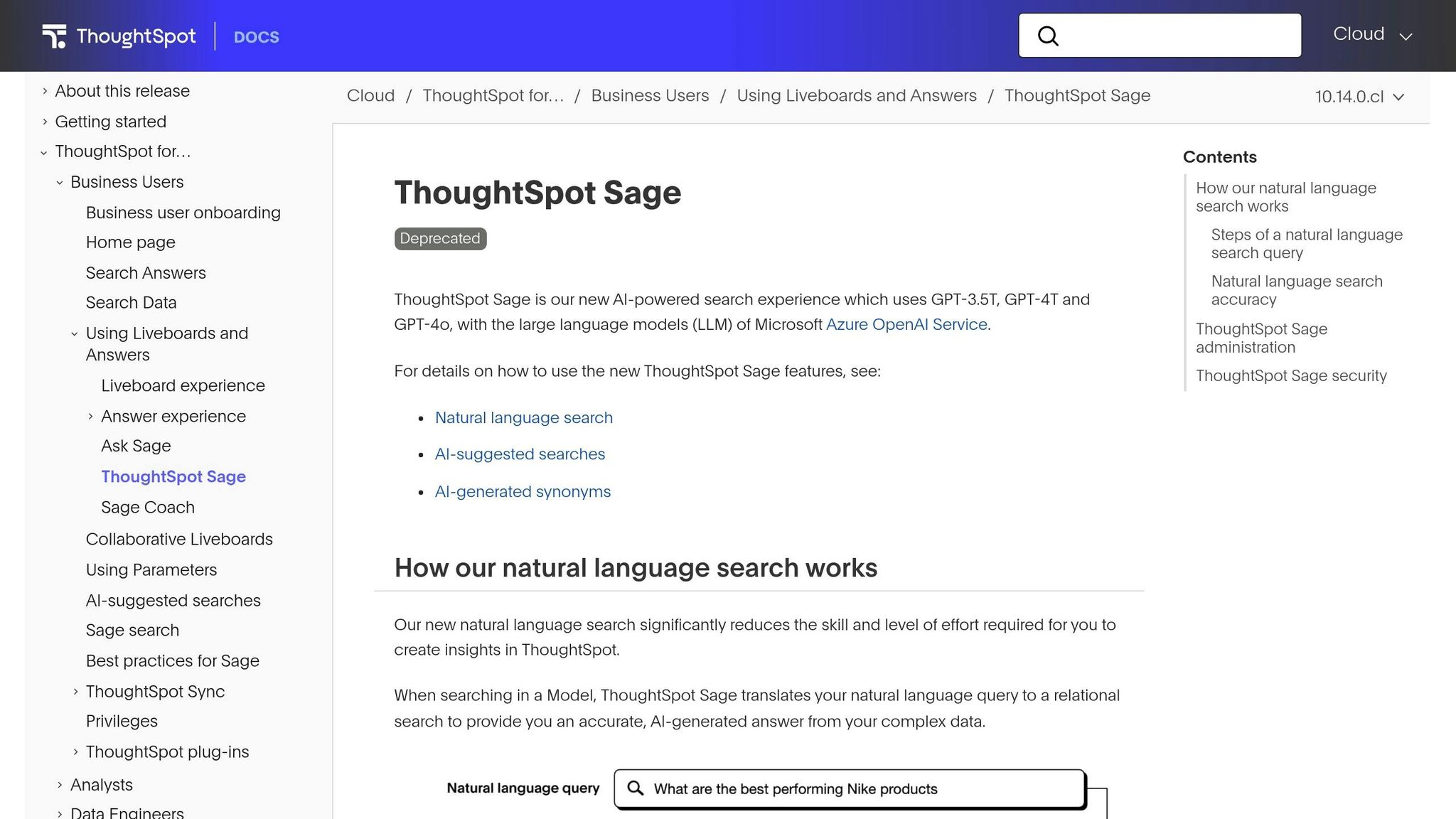 ThoughtSpot Sage