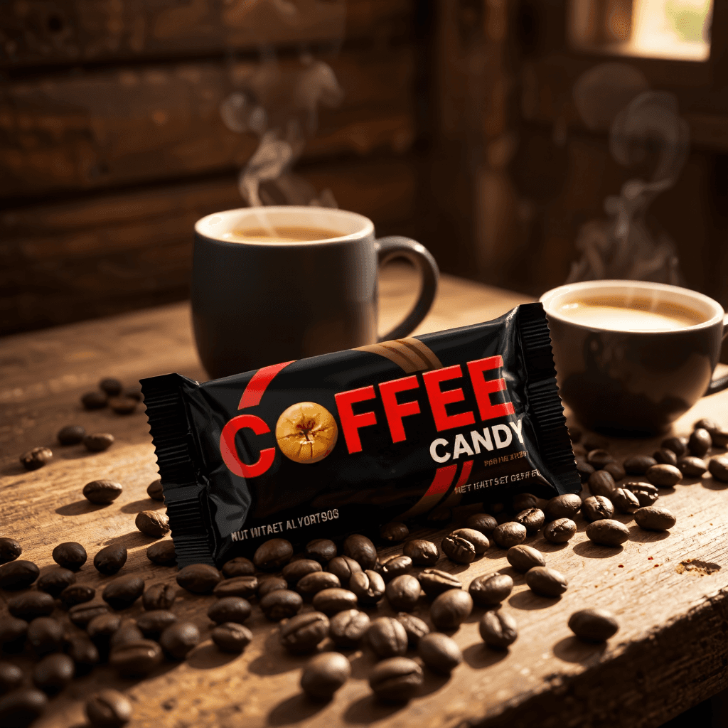 product photography of a pack of coffee candy