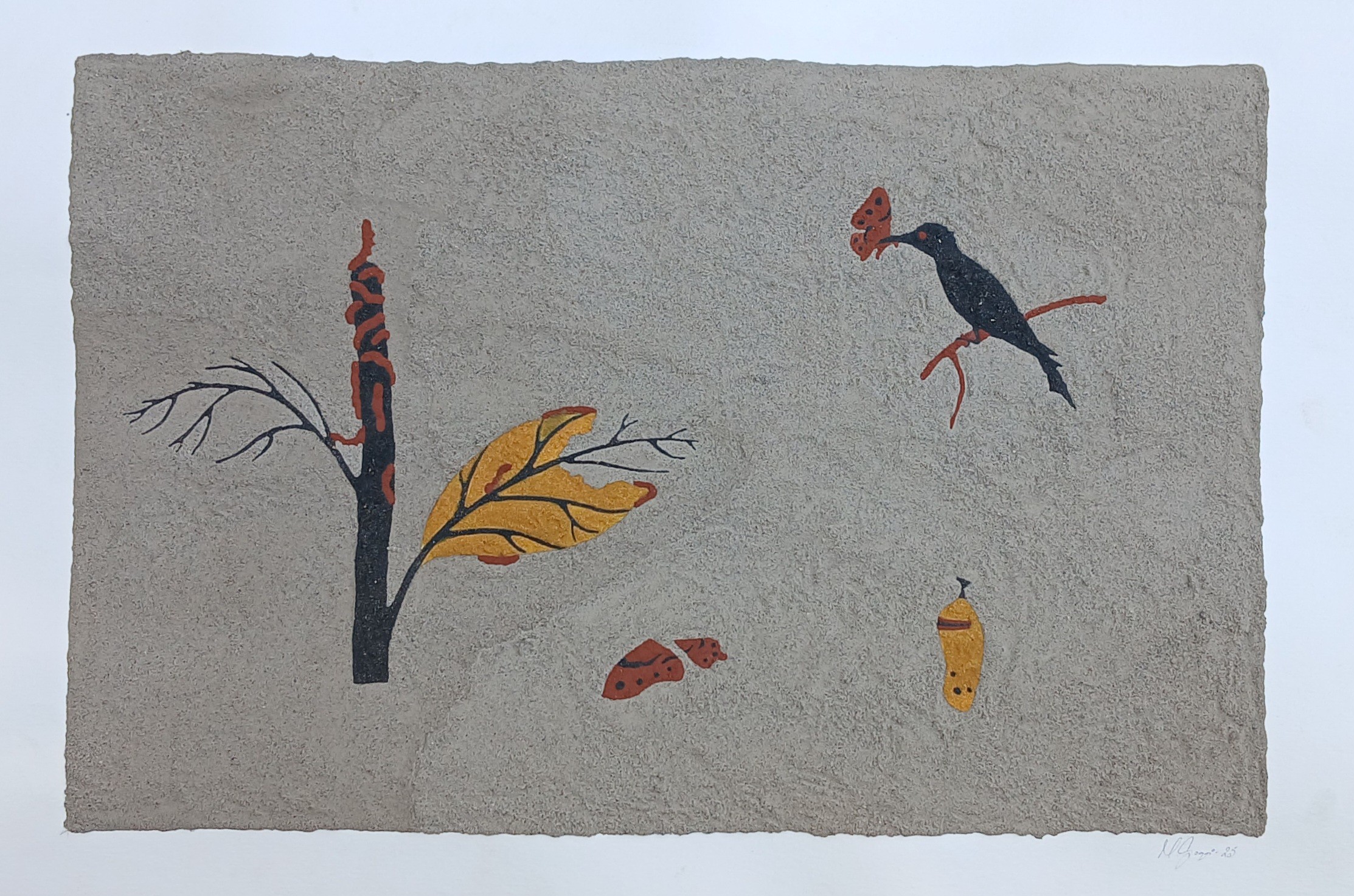 herd of sheep on road painting