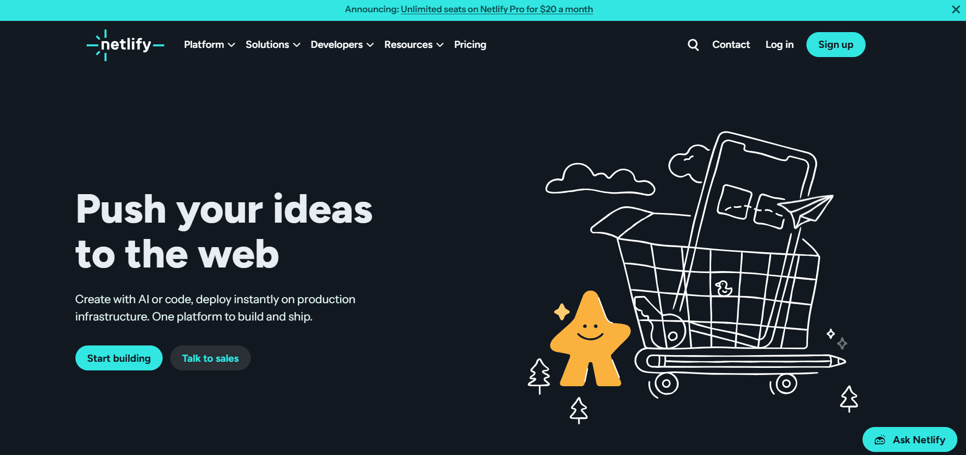 Netlify home page