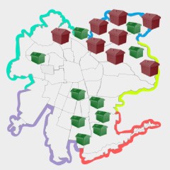 Portada de Segregación urbana, estudio de IdeaPaís, mostrando una ilustración de un mapa de la Región Metropolitana con casas encima en distintas ubicaciones. 