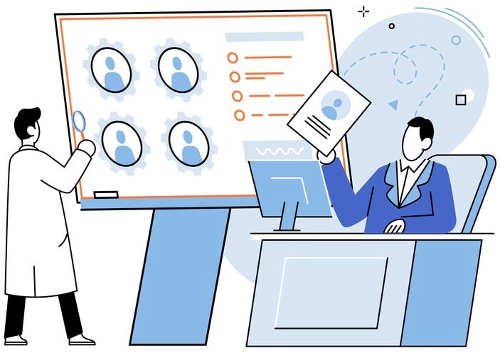 An illustration of a cloud-based applicant tracking system interface, showcasing various features.