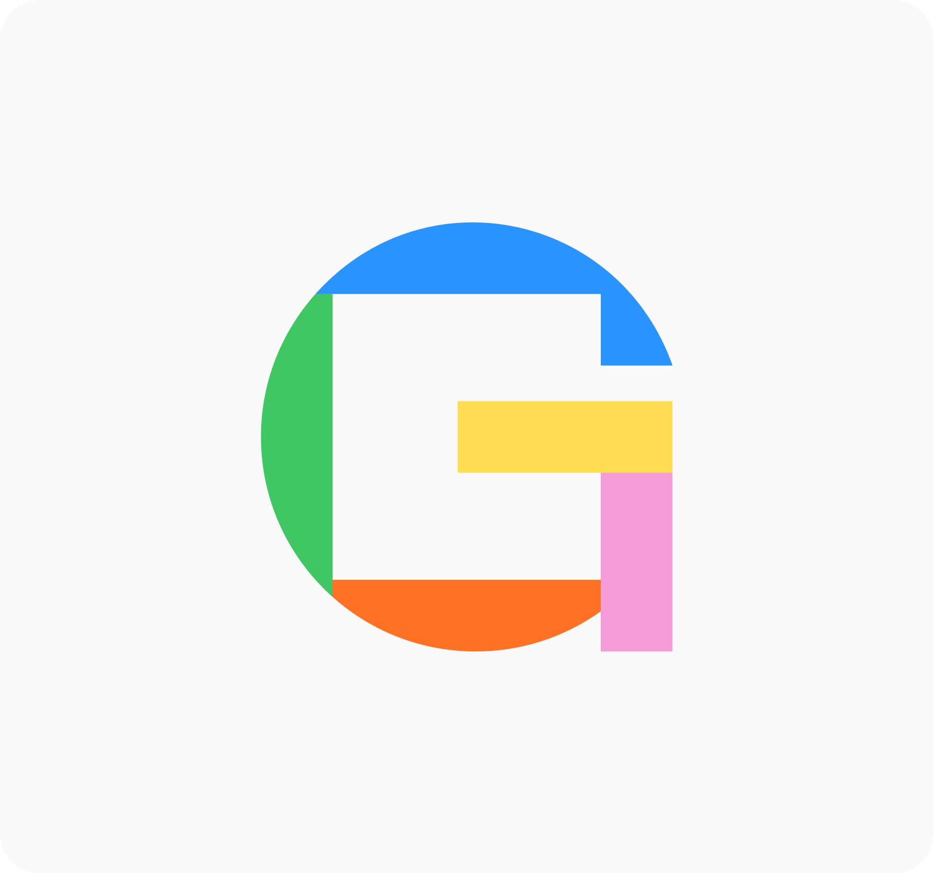 Colourful letter 'G' logo mark with a geometric design